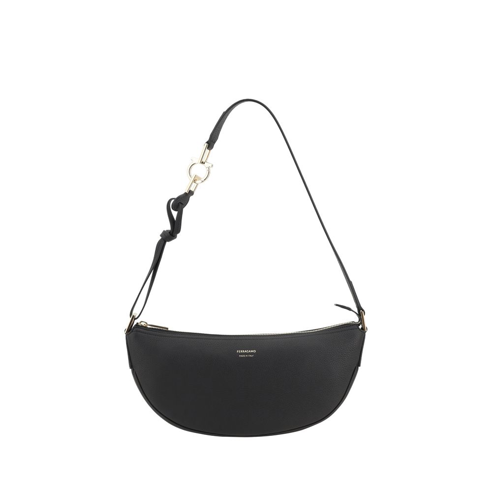 Bolso de hombro Bos Taurus de piel de becerro negra