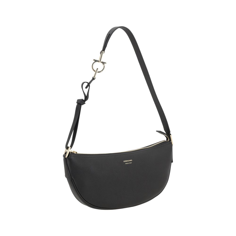 Bolso de hombro Bos Taurus de piel de becerro negra