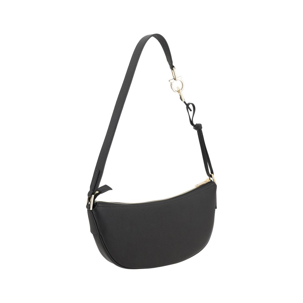 Bolso de hombro Bos Taurus de piel de becerro negra