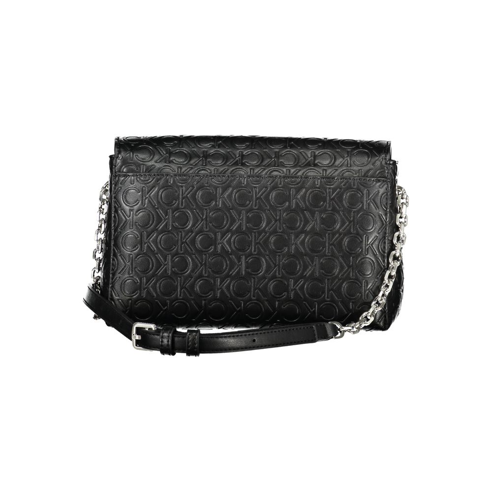 Bolso de hombro de poliéster negro para mujer