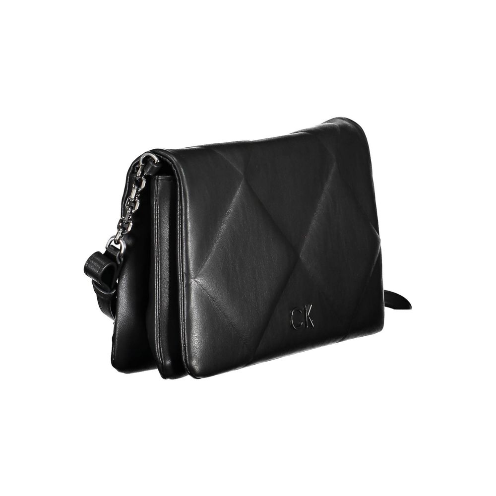 Bolso de hombro de poliéster negro para mujer