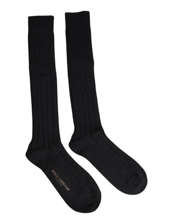 Black DG Logo Print Over The Calf Socks