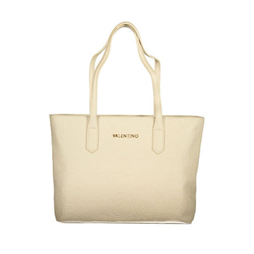 Beige Polyurethane Women Handbag