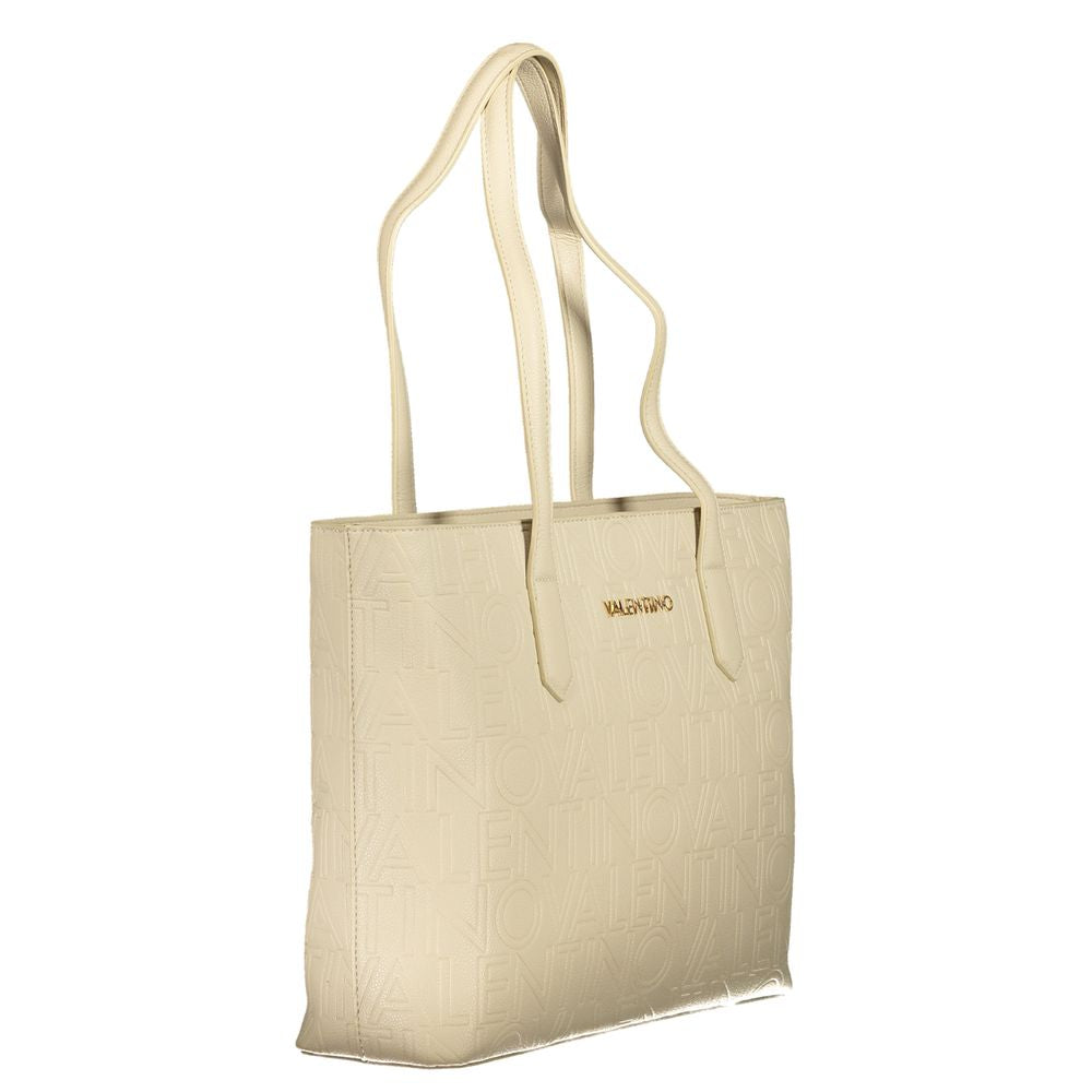 Beige Polyurethane Women Handbag