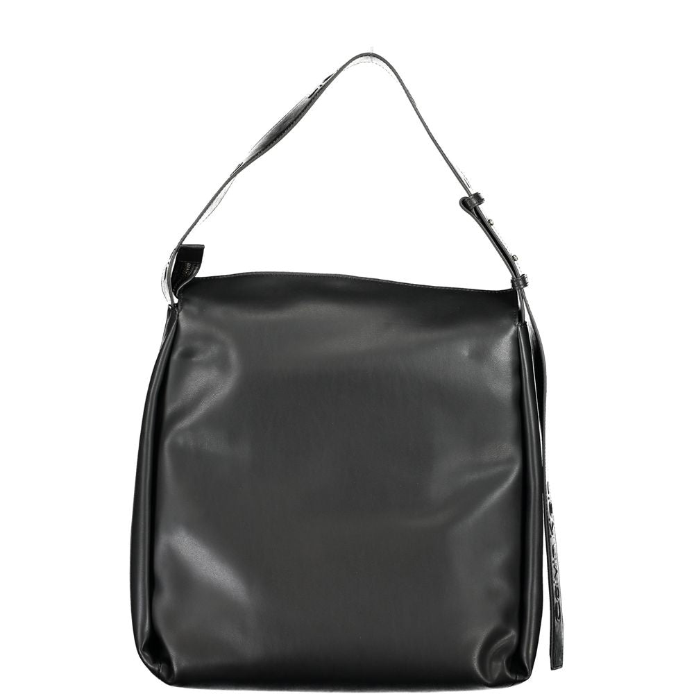 Bolso de mano de poliéster negro para mujer