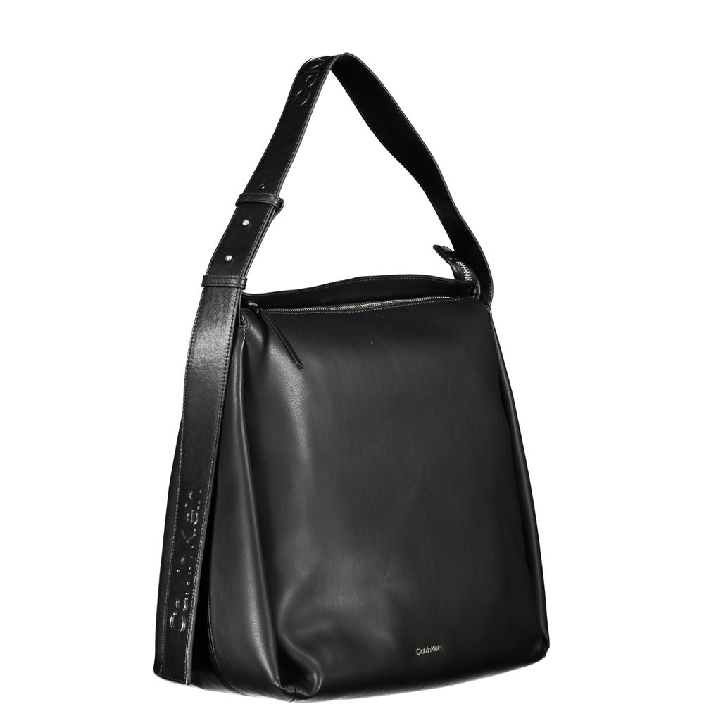 Bolso de mano de poliéster negro para mujer