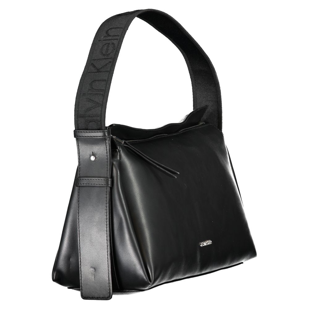 Bolso de mano de poliéster negro para mujer