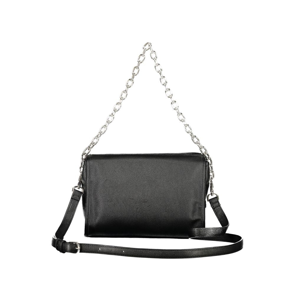Bolso de mano de poliuretano negro para mujer