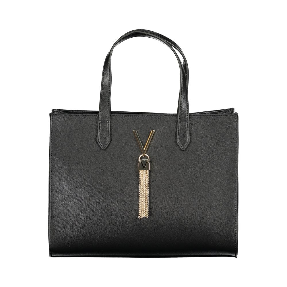 Bolso de mano de poliuretano negro para mujer