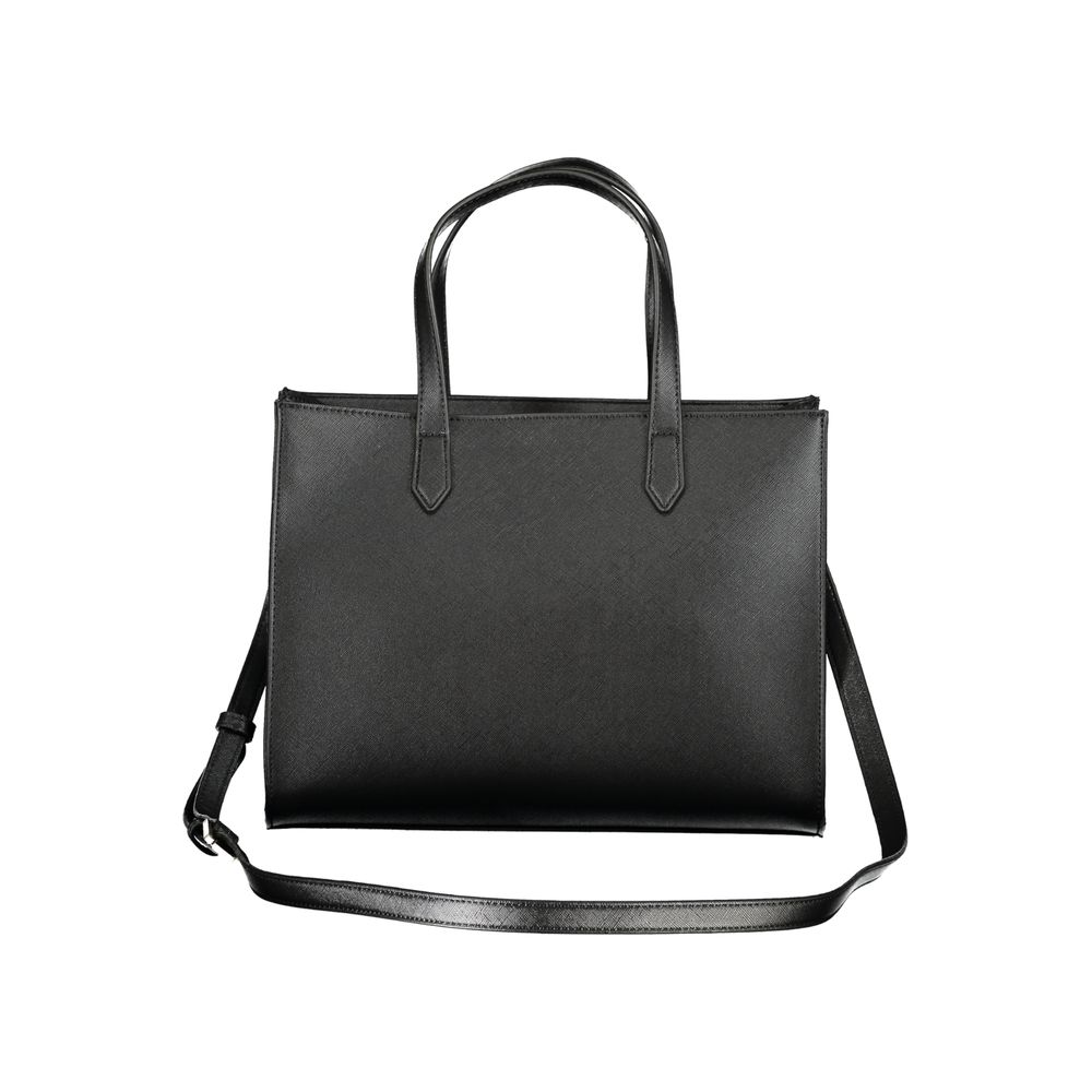 Bolso de mano de poliuretano negro para mujer