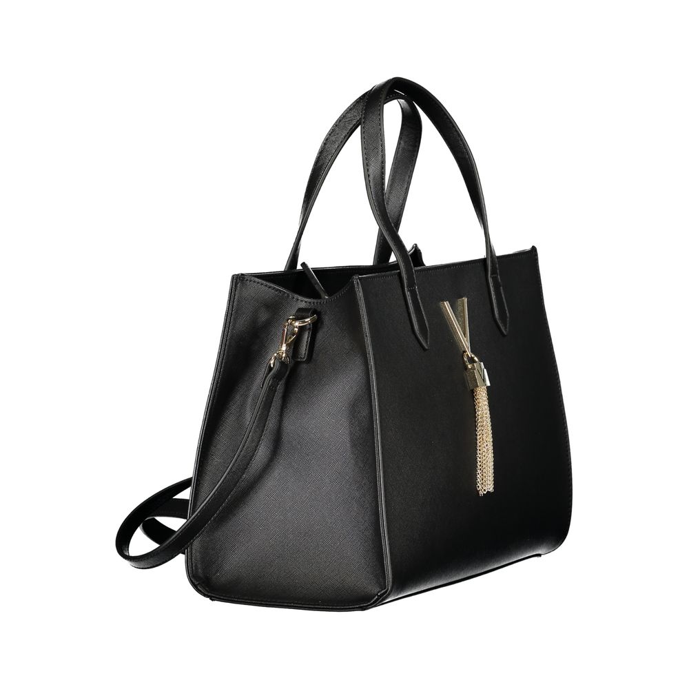 Bolso de mano de poliuretano negro para mujer