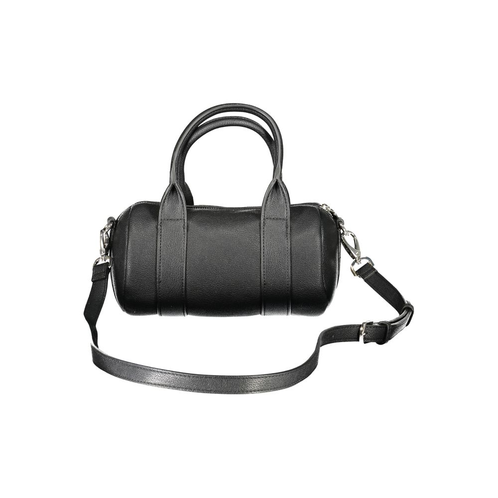 Bolso de mano de poliuretano negro para mujer