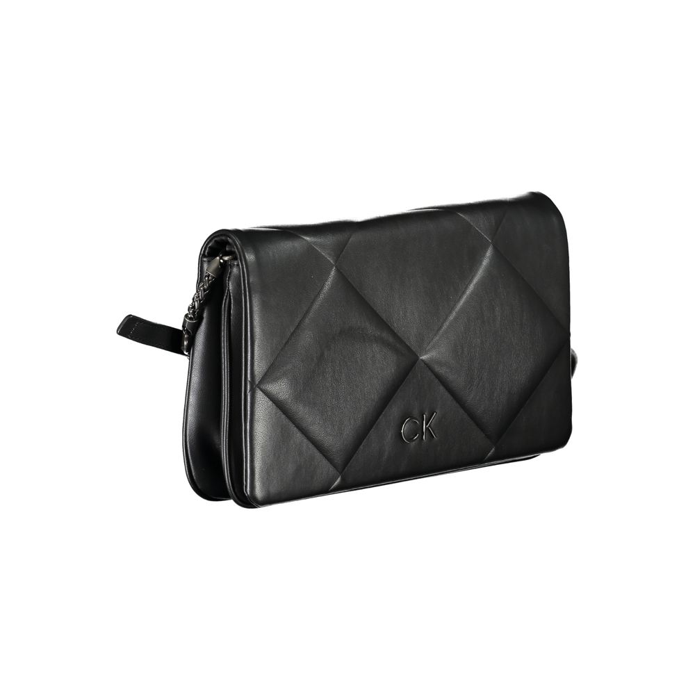 Bolso de hombro de poliéster negro para mujer