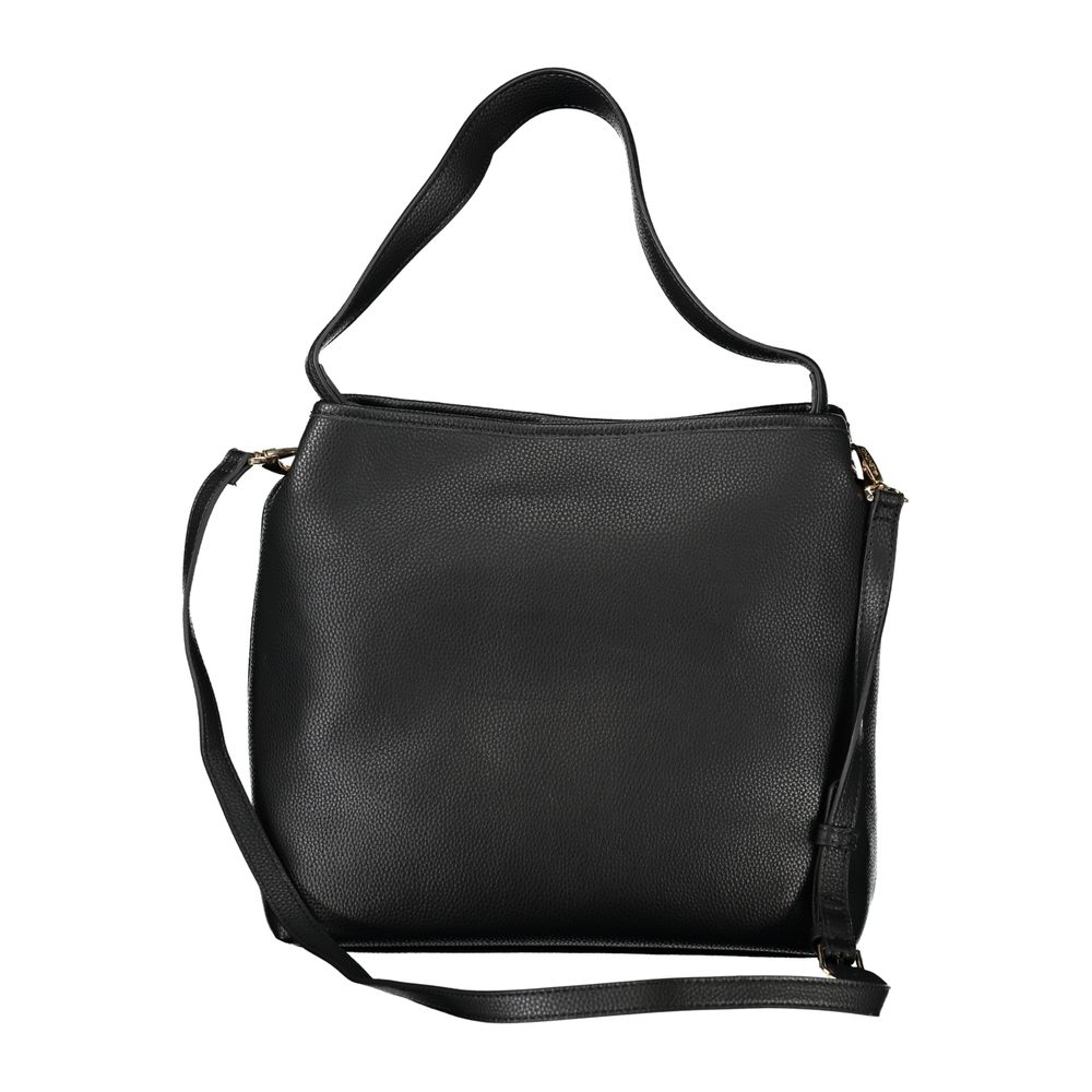 Bolso de mano de poliuretano negro para mujer