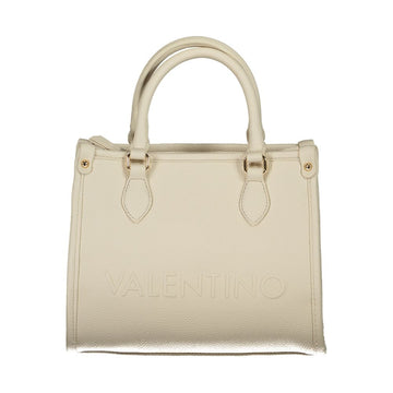 Bolso de mano de poliuretano beige para mujer