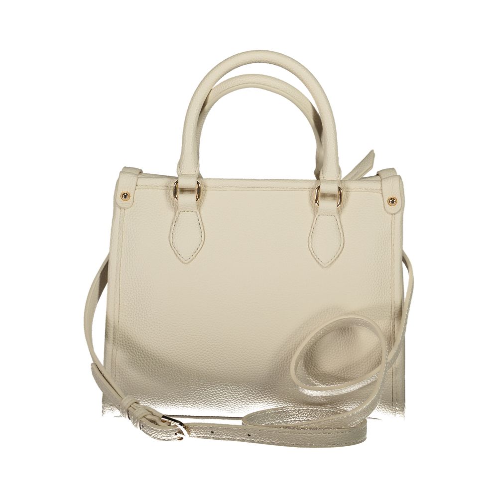 Bolso de mano de poliuretano beige para mujer