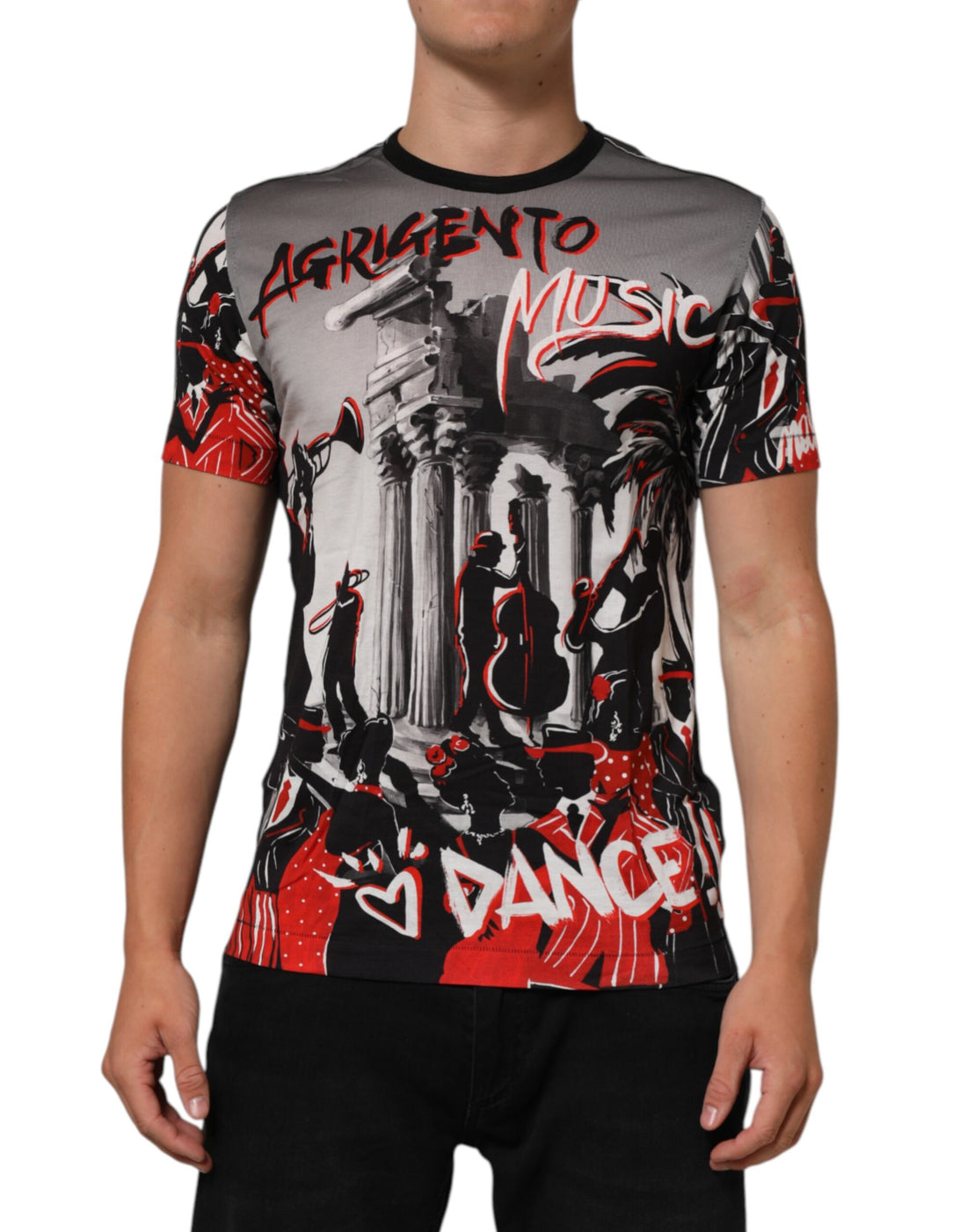 Camiseta estampada multicolor de música jazz de baile Agrigento