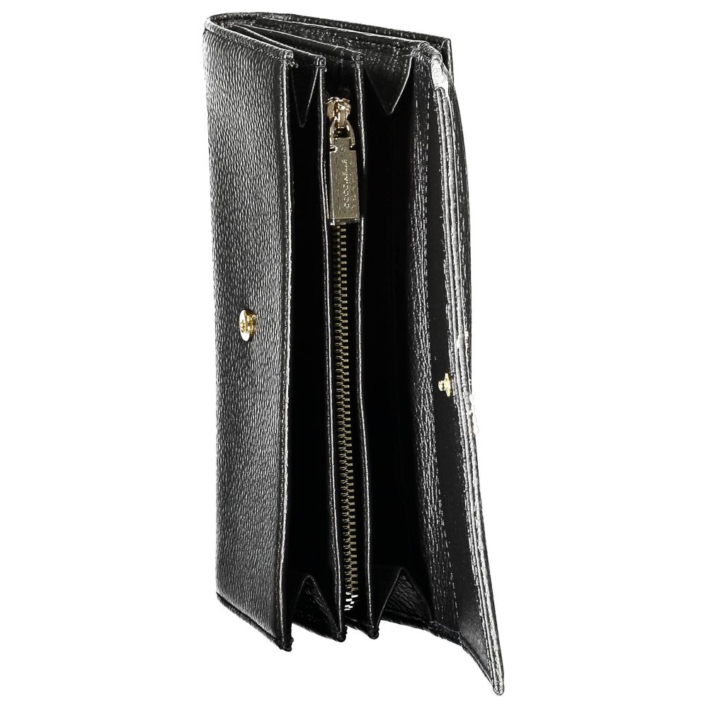 Cartera de piel negra para mujer