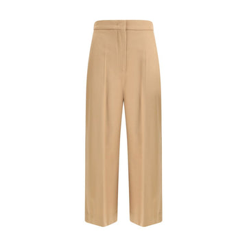 Beige Fleece Wool Casual Pants