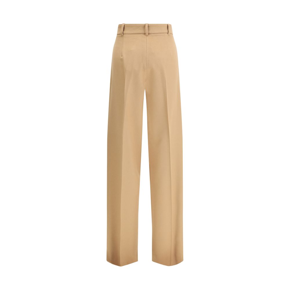 Beige Fleece Wool Casual Pants