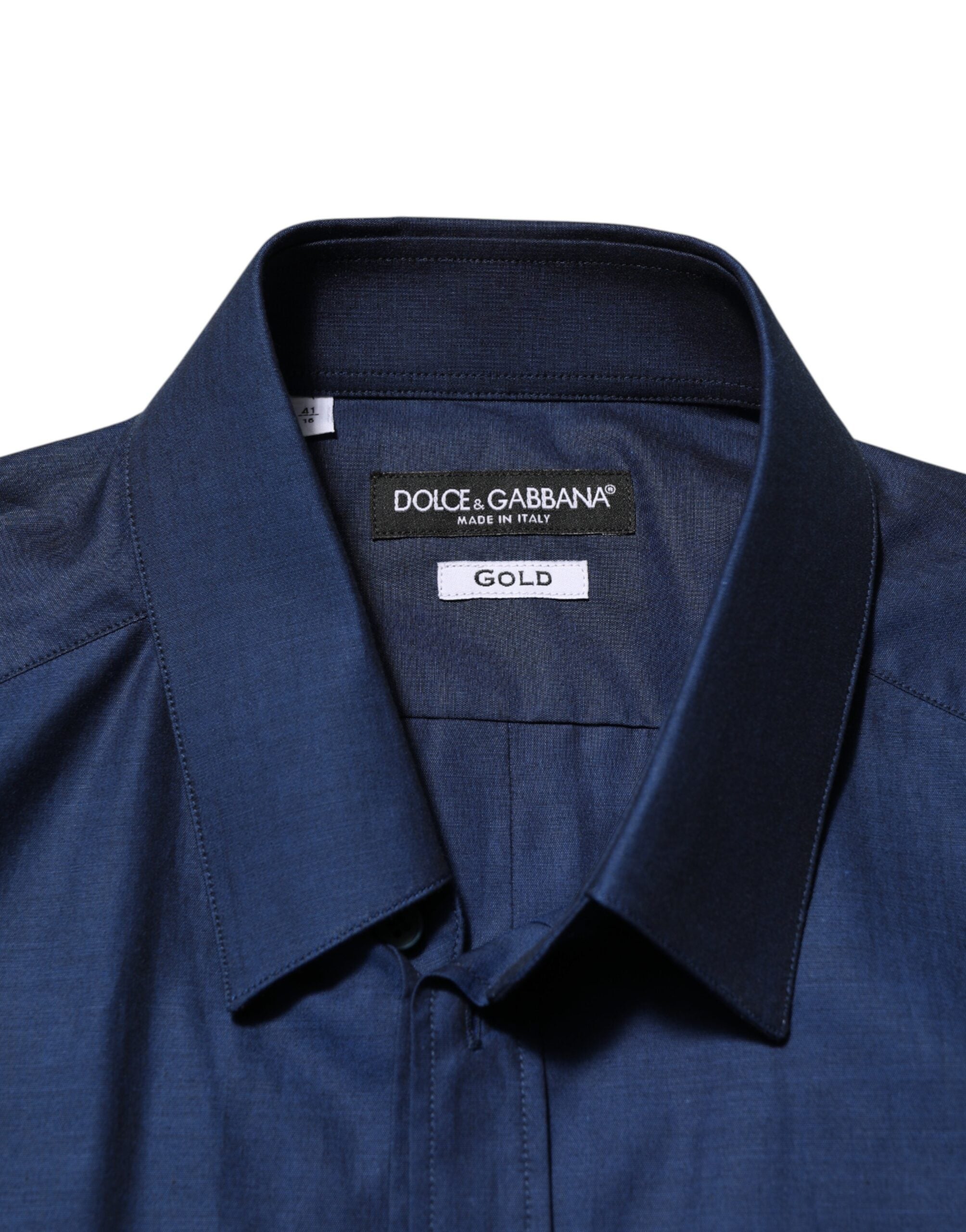 Camisa de vestir de algodón azul con cuello para hombre GOLD