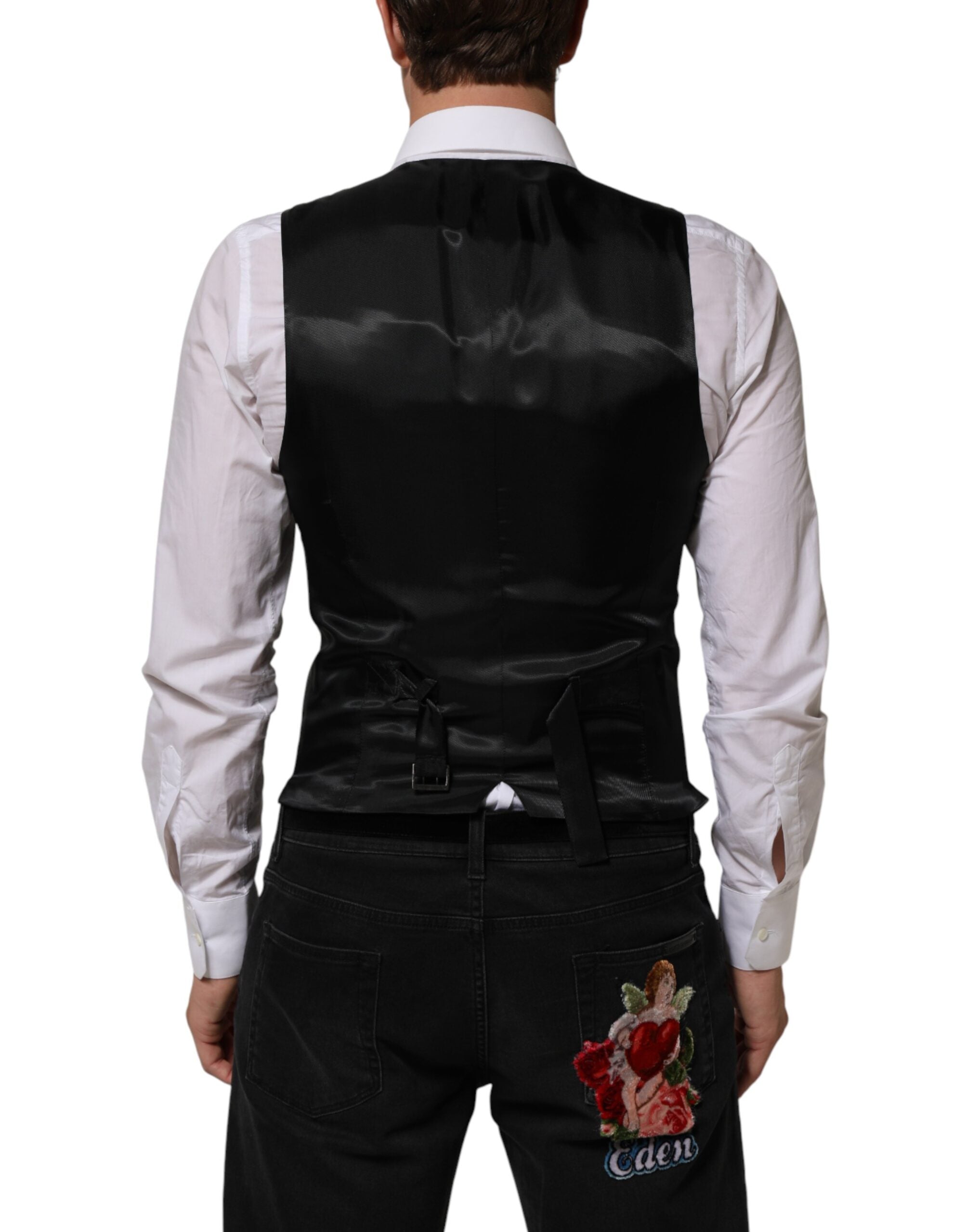 Chaleco formal de lana negra para hombre