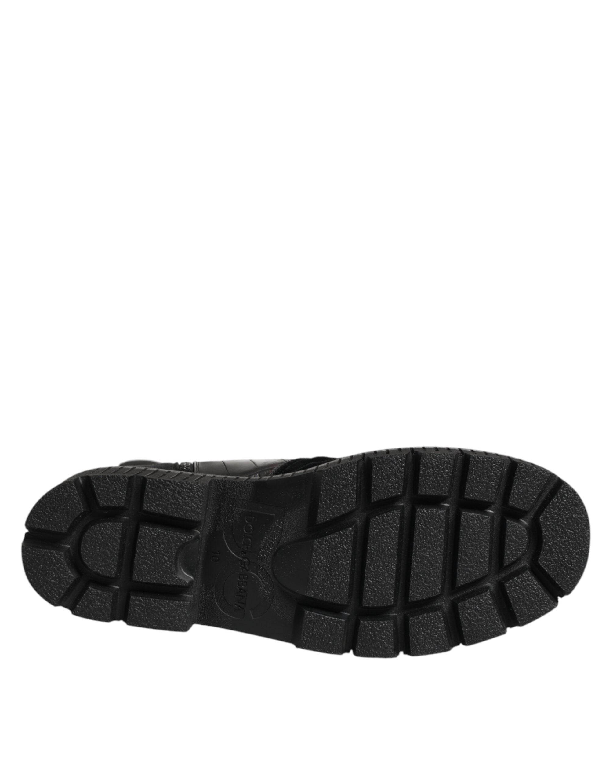 Botas de media caña de piel con patchwork negro