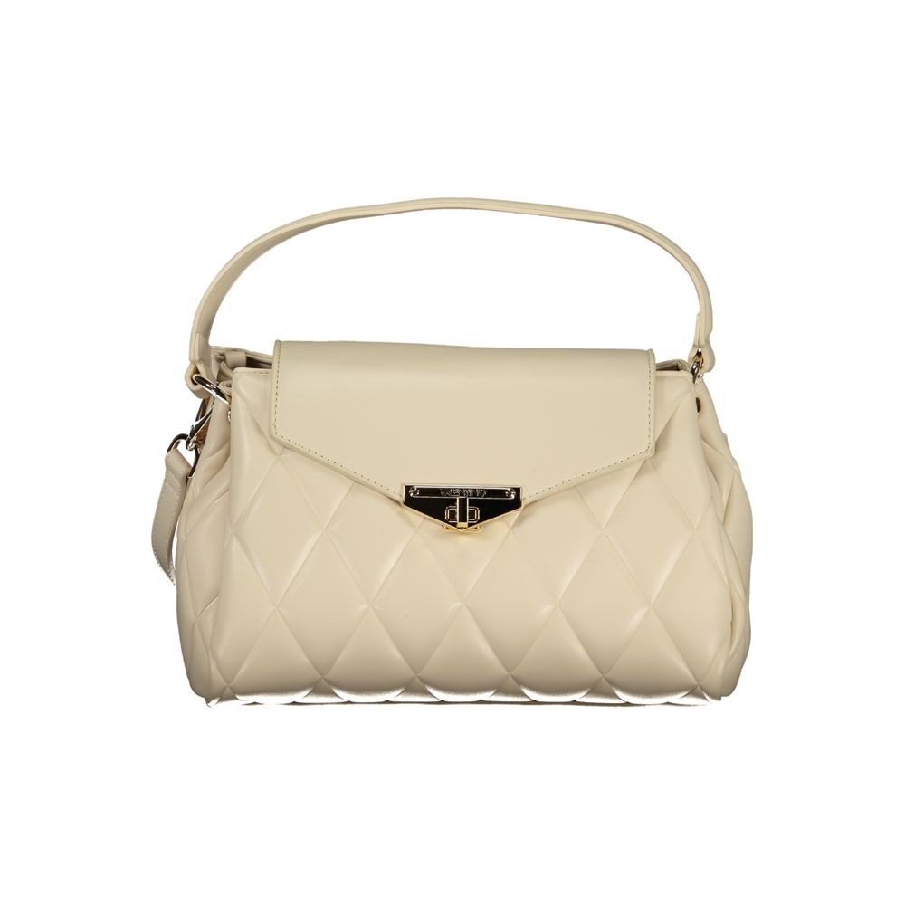 Bolso de mano de poliuretano beige para mujer
