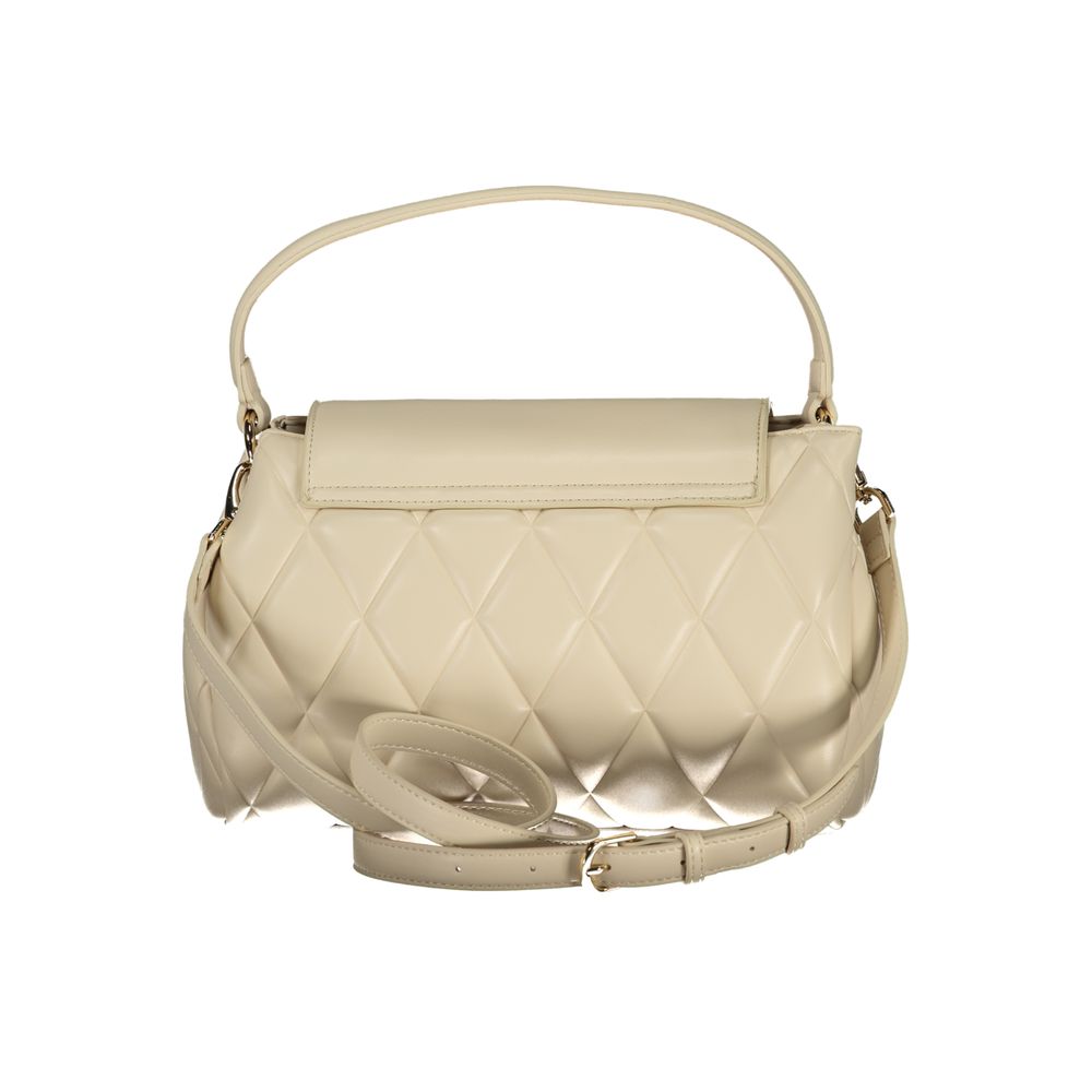 Bolso de mano de poliuretano beige para mujer