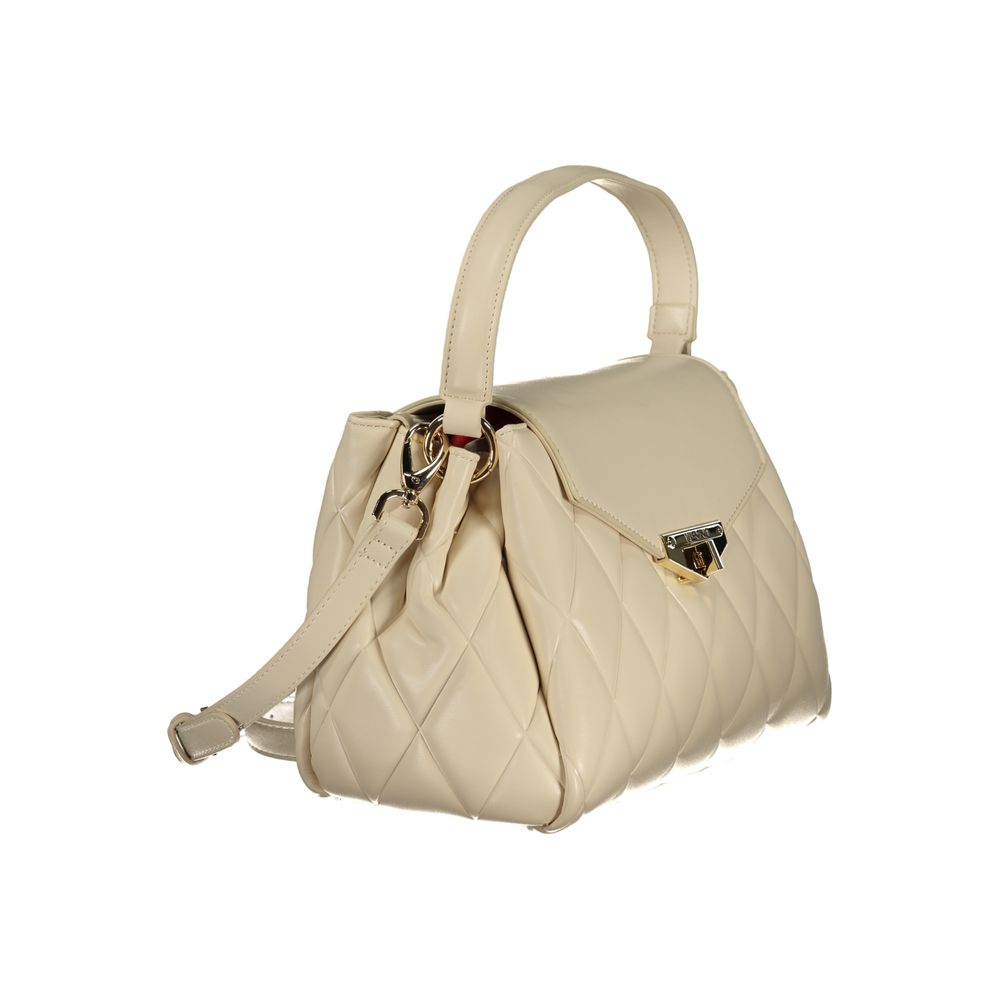Bolso de mano de poliuretano beige para mujer