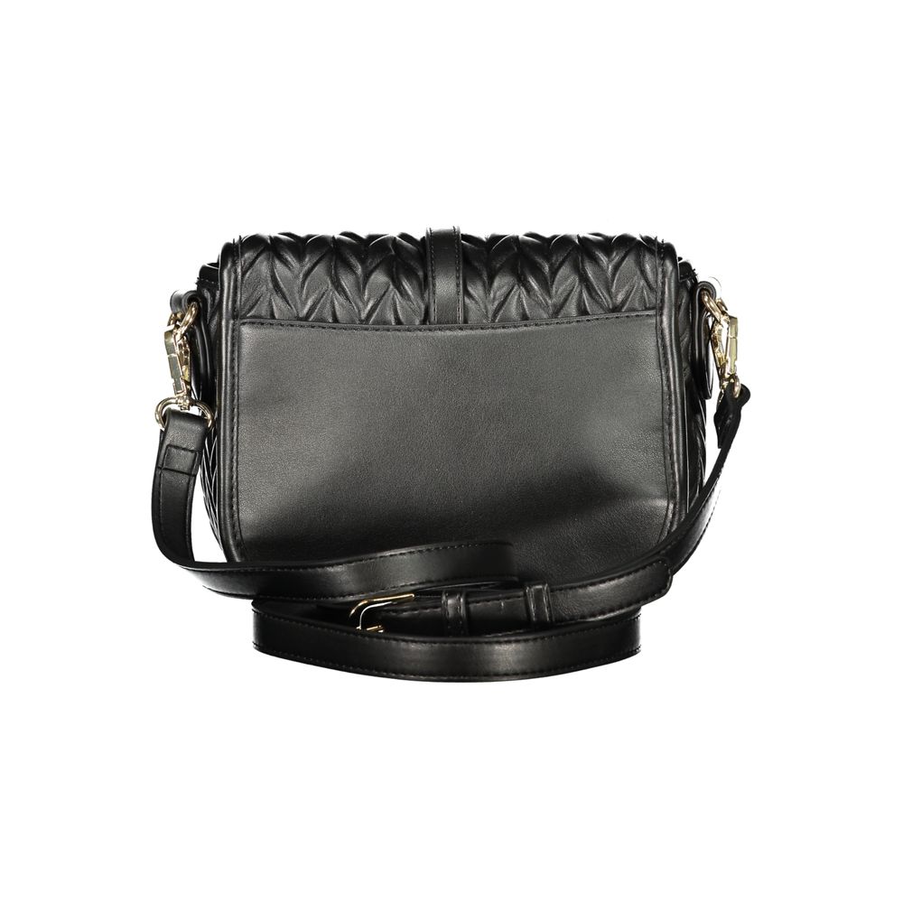 Bolso de mano de poliuretano negro para mujer