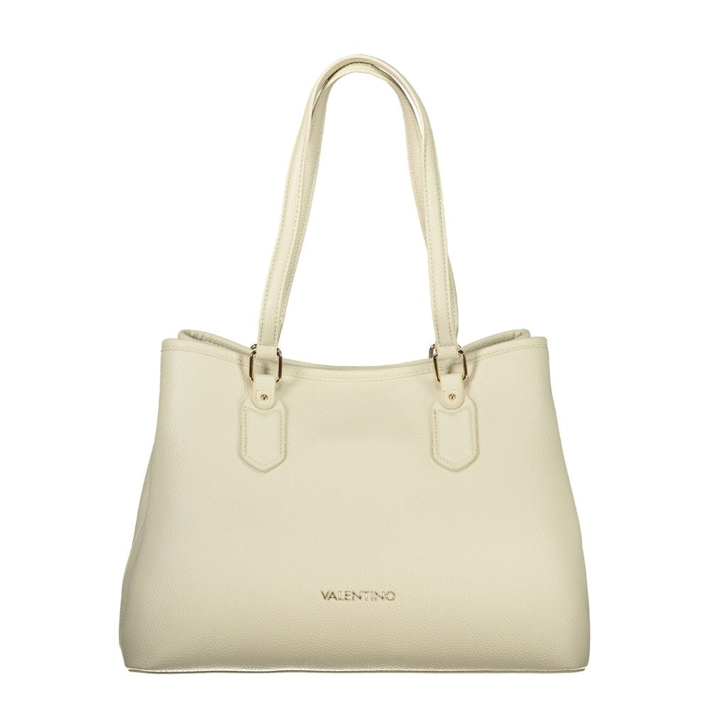 Bolso de mano de poliuretano beige para mujer
