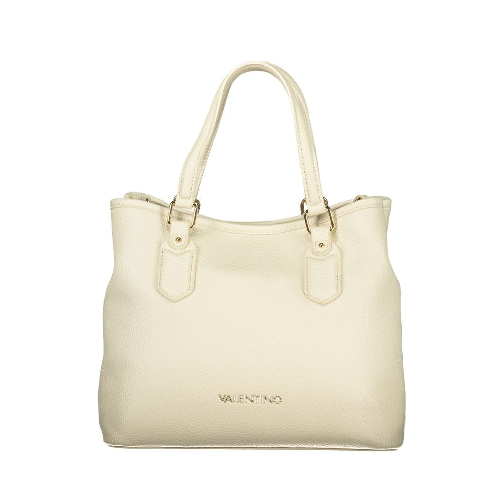 Bolso de mano de poliuretano beige para mujer