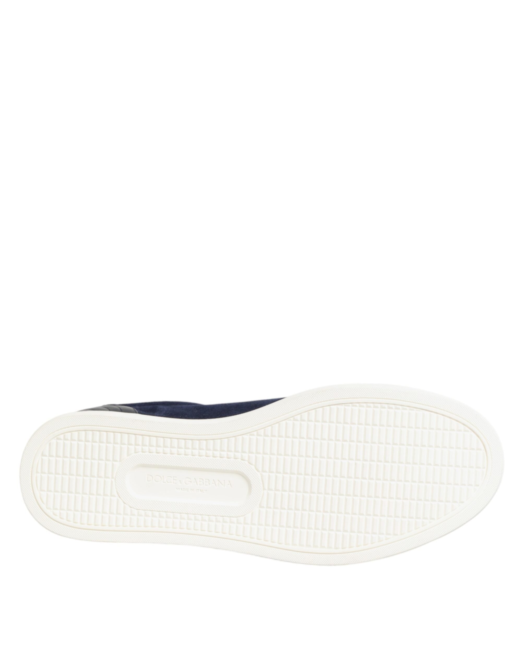 Zapatillas bajas de ante y cuero azul