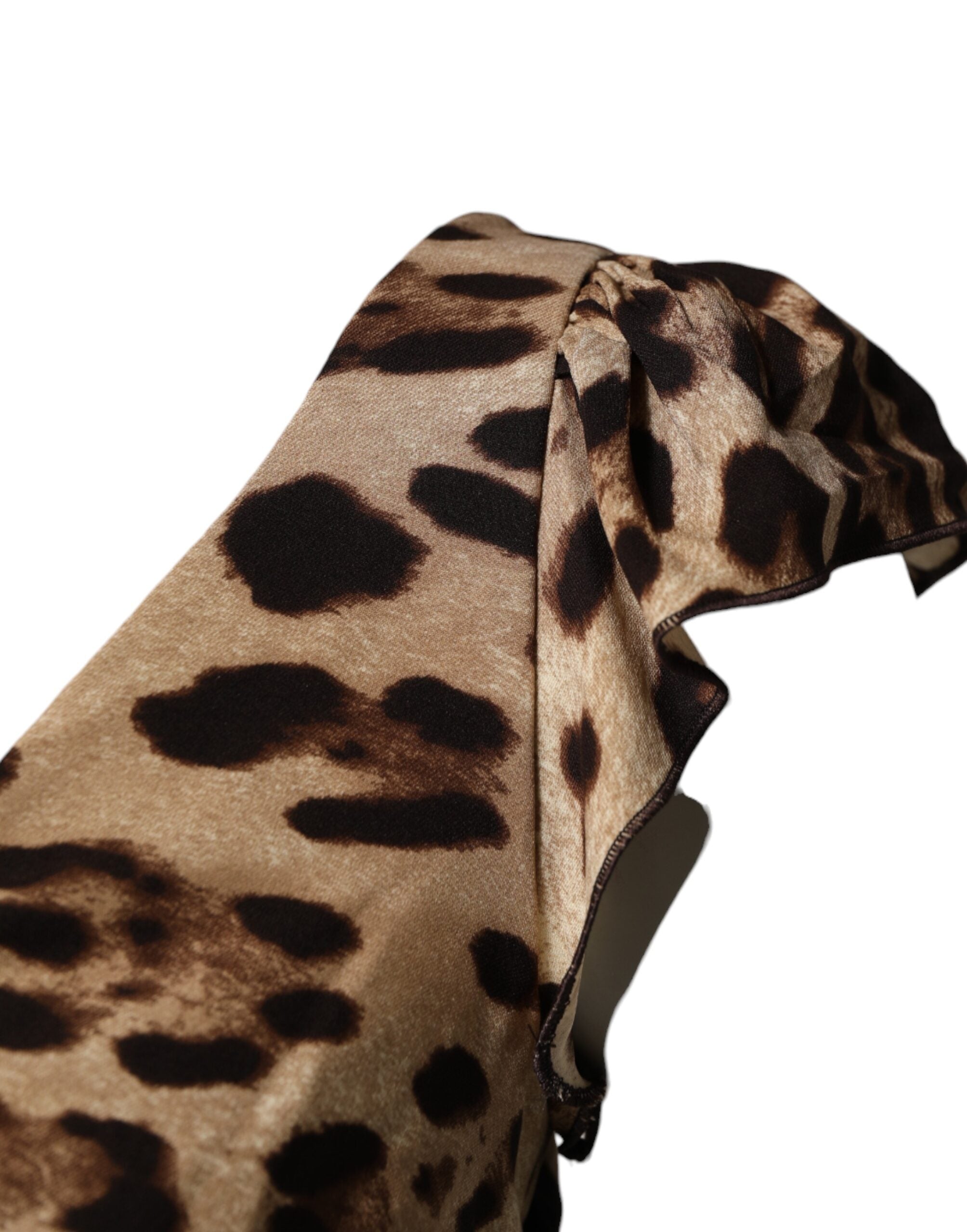 Brown Leopard Sleeveless Sheath Midi Dress