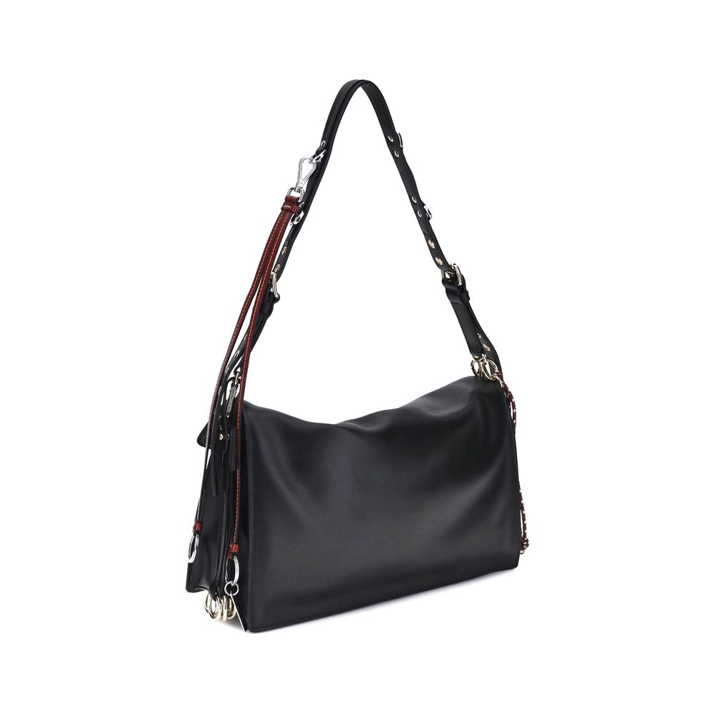 Bolso de hombro Bos Taurus de piel de becerro negra