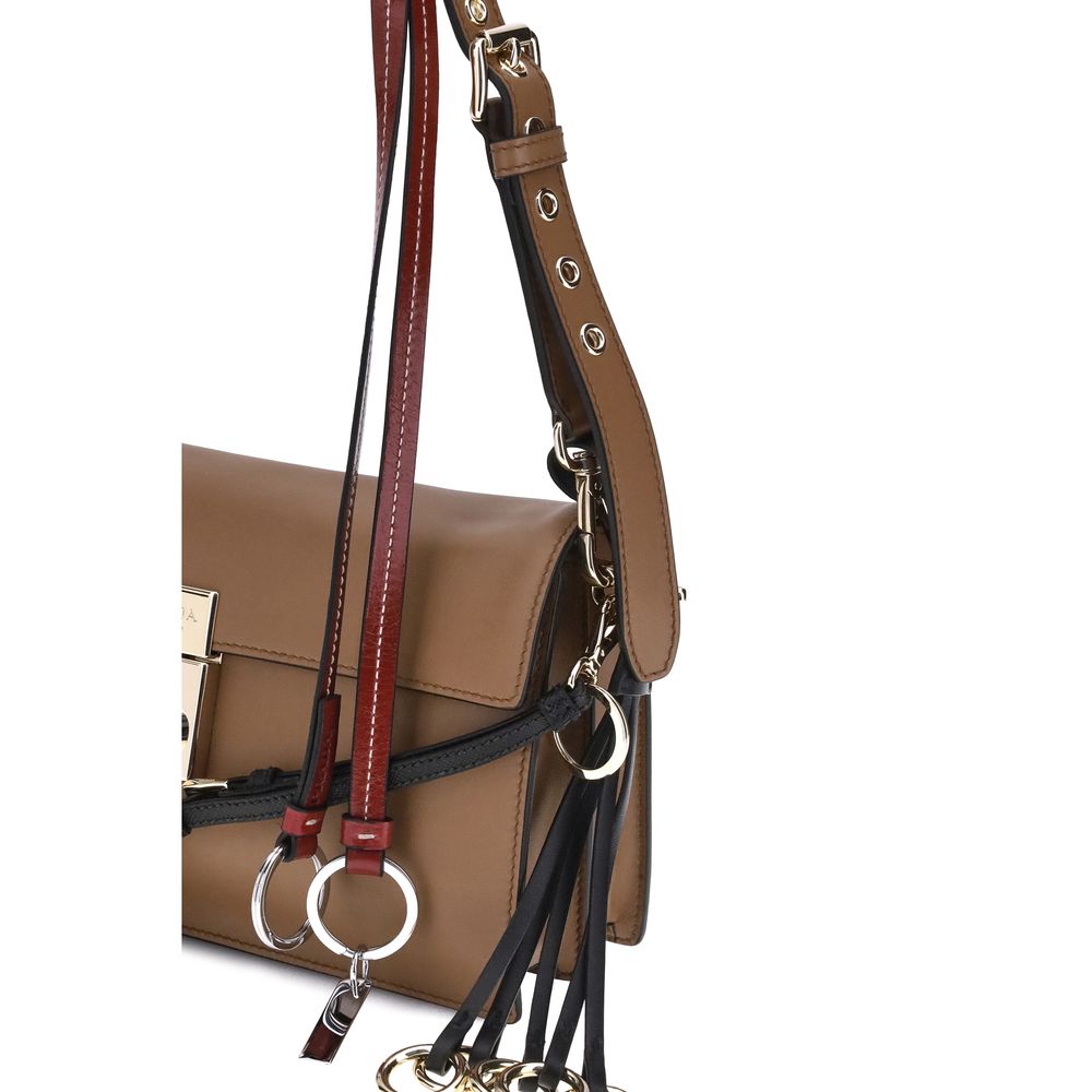 Bolso de hombro Bos Taurus de piel de becerro marrón