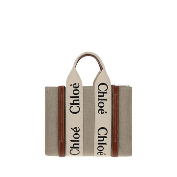 Bolso de mano de lino marrón