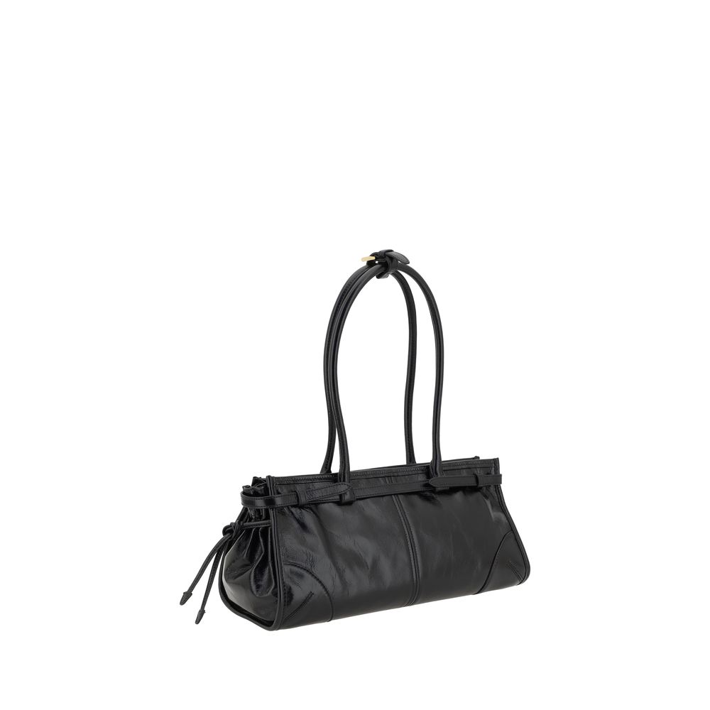Bolso de hombro Bos Taurus de piel de becerro negra