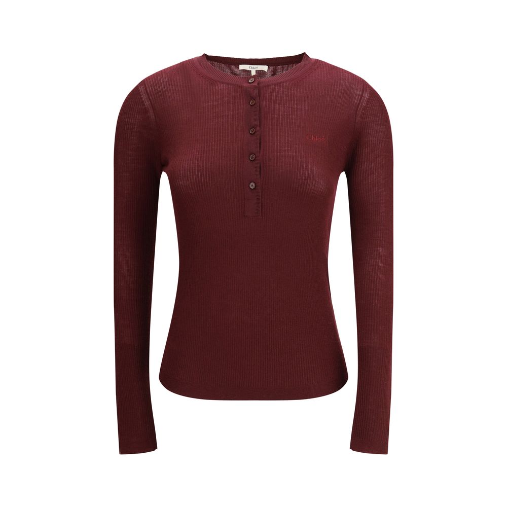 Bordeaux Wool Long Sleeve T-Shirt