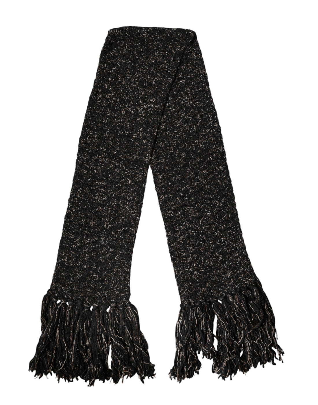 Black Wool Fringes Neck Wrap Foulard Scarf