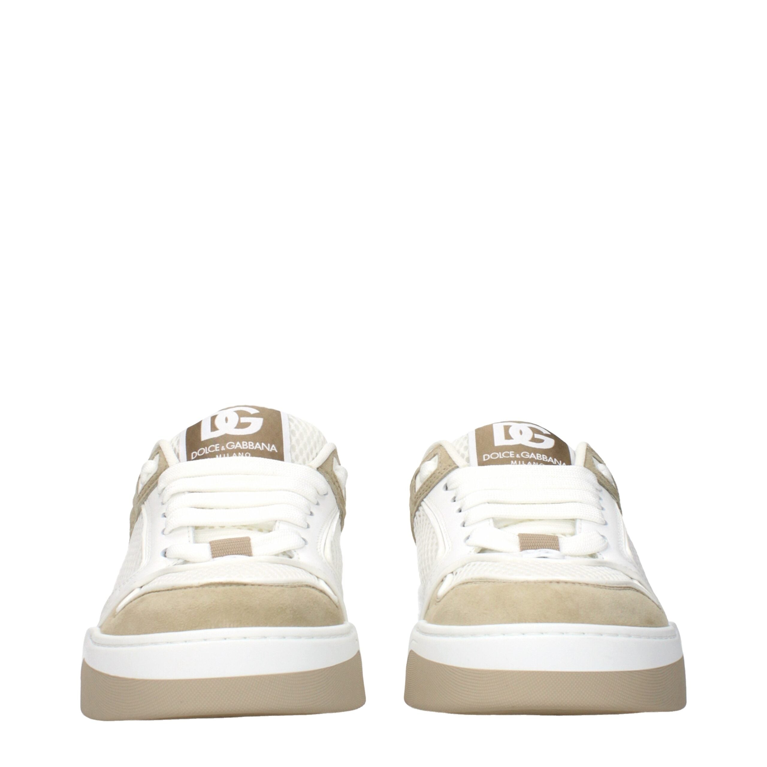 White Fabric Low Top Sneakers