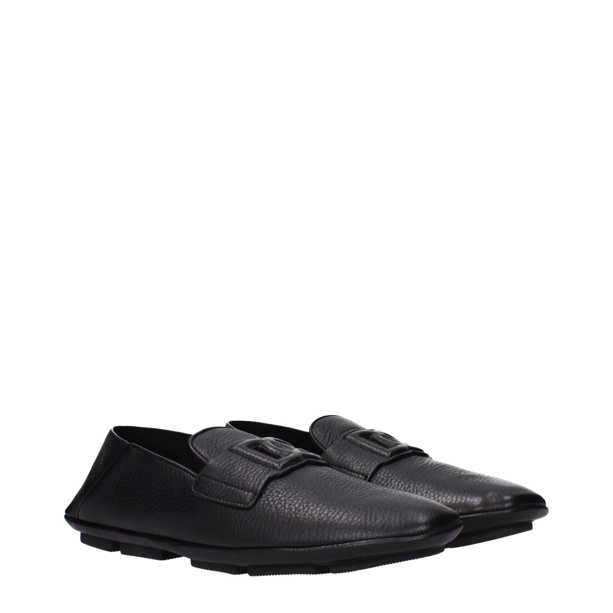 Black Leather Slip-On Loafers