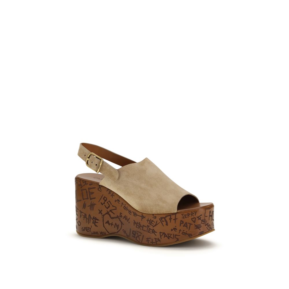 Sandalias de plataforma Ovis Aries de cordero beige