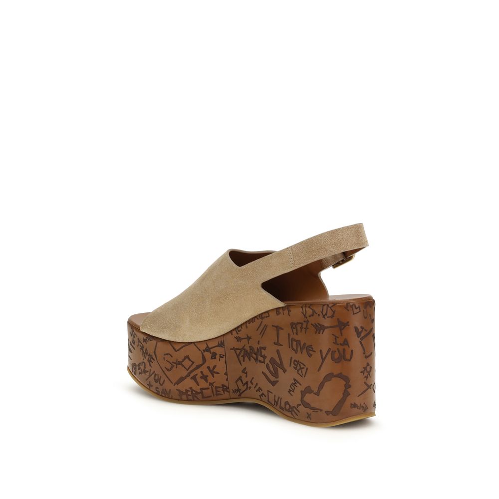 Sandalias de plataforma Ovis Aries de cordero beige
