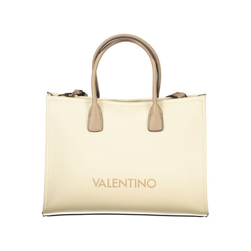 Beige Polyurethane Women Handbag