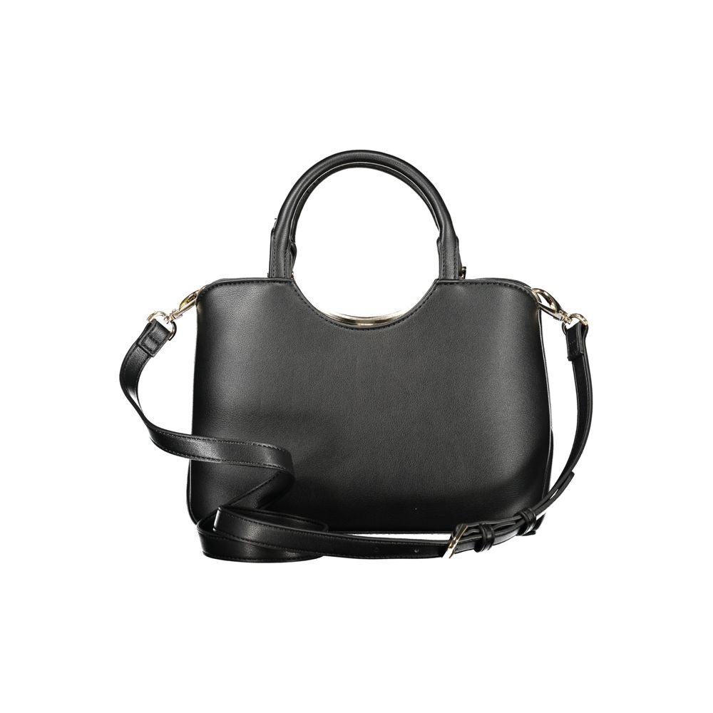 Bolso de mano de poliuretano negro para mujer