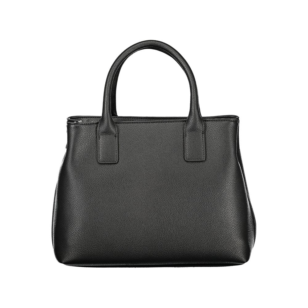 Bolso de mano de poliuretano negro para mujer