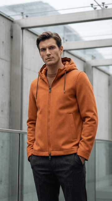 Herno Orange Cashmere Full-Length Jacket