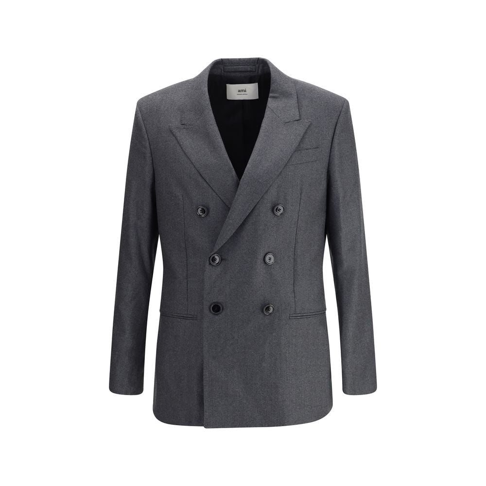 AMI Paris anthracite virgin wool blazer front view